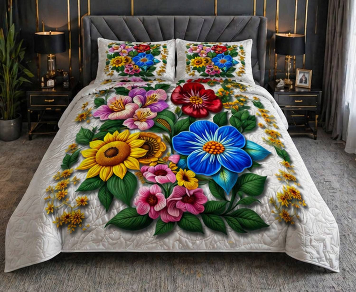 AASHRAE Polycotton Double Flat 400 TC 7D Digital 1 AC Bedsheet with 2 Pillow Covers