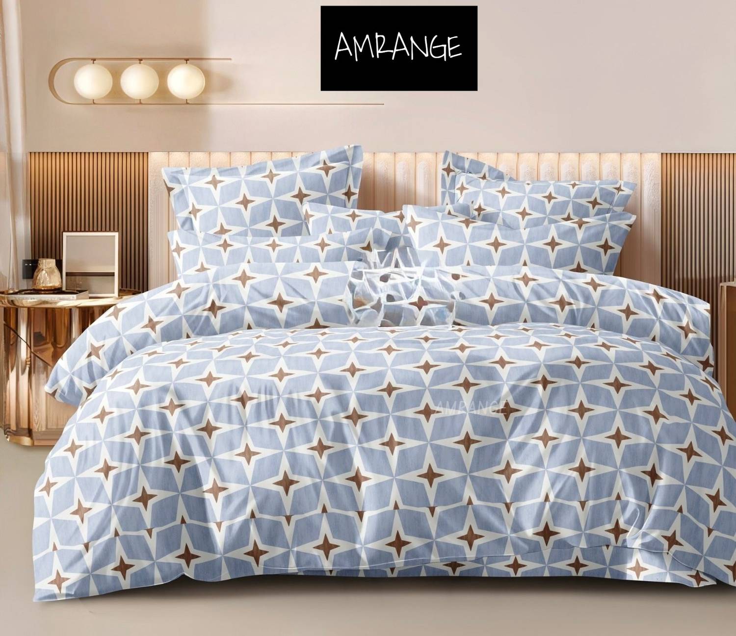 Amrange Cotton King Flat 230 TC Printed 1 Bedsheet with 2 Pillow Covers