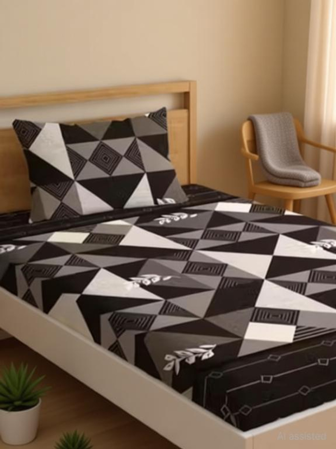 Image of angeet Cotton Single Flat 220 TC Floral 1 Bedsheet with 2 Pillow Covers