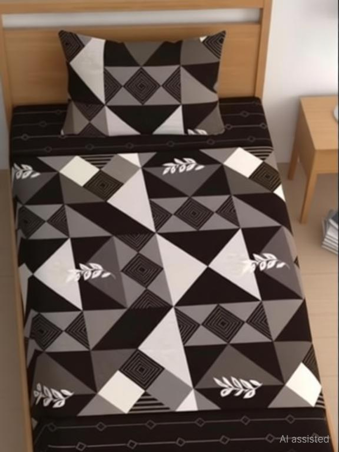Image of angeet Cotton Single Flat 220 TC Floral 1 Bedsheet with 2 Pillow Covers