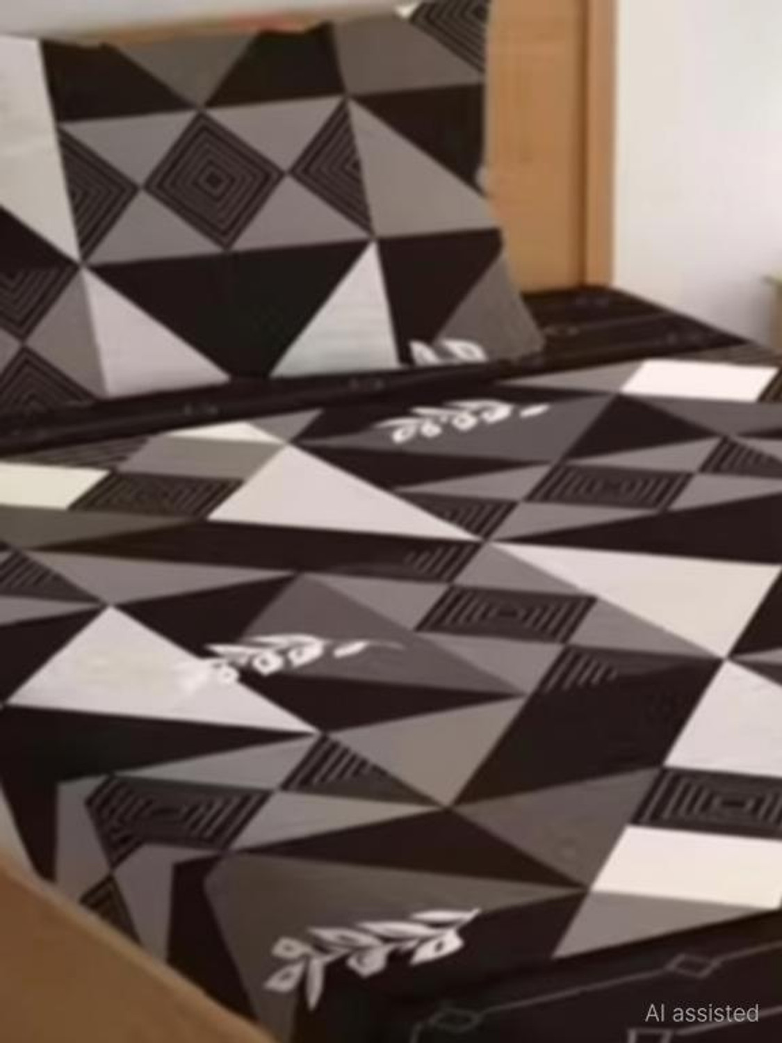 Image of angeet Cotton Single Flat 220 TC Floral 1 Bedsheet with 2 Pillow Covers