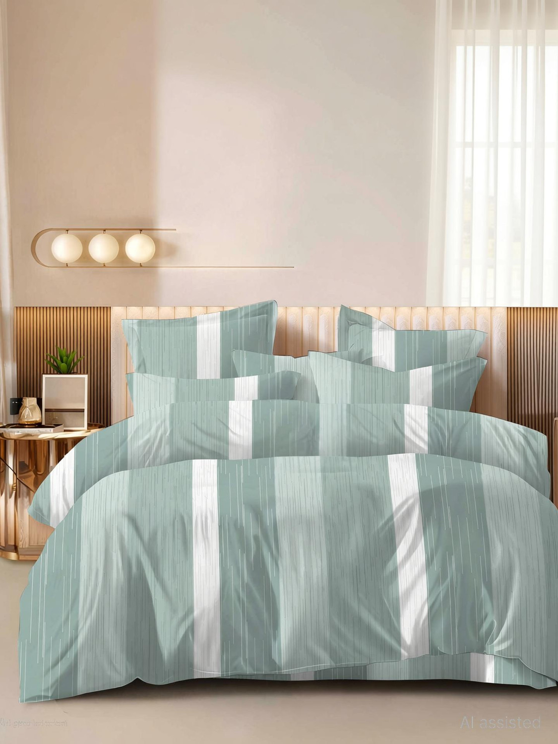 Image of LUMORA NEST Cotton Super King Flat 300 TC Printed 1 Bedsheet with 2 Pillow Covers