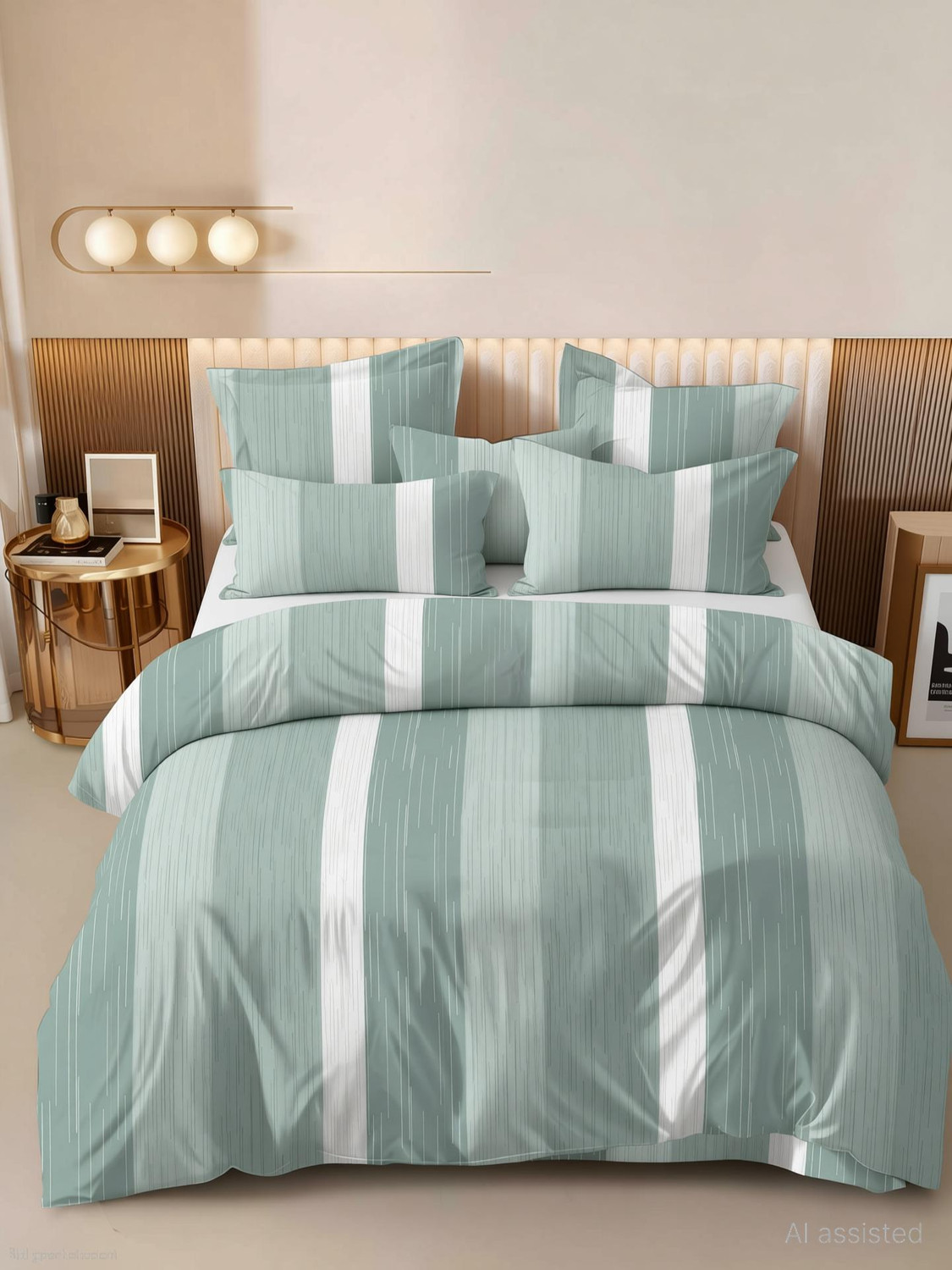 Image of LUMORA NEST Cotton Super King Flat 300 TC Printed 1 Bedsheet with 2 Pillow Covers