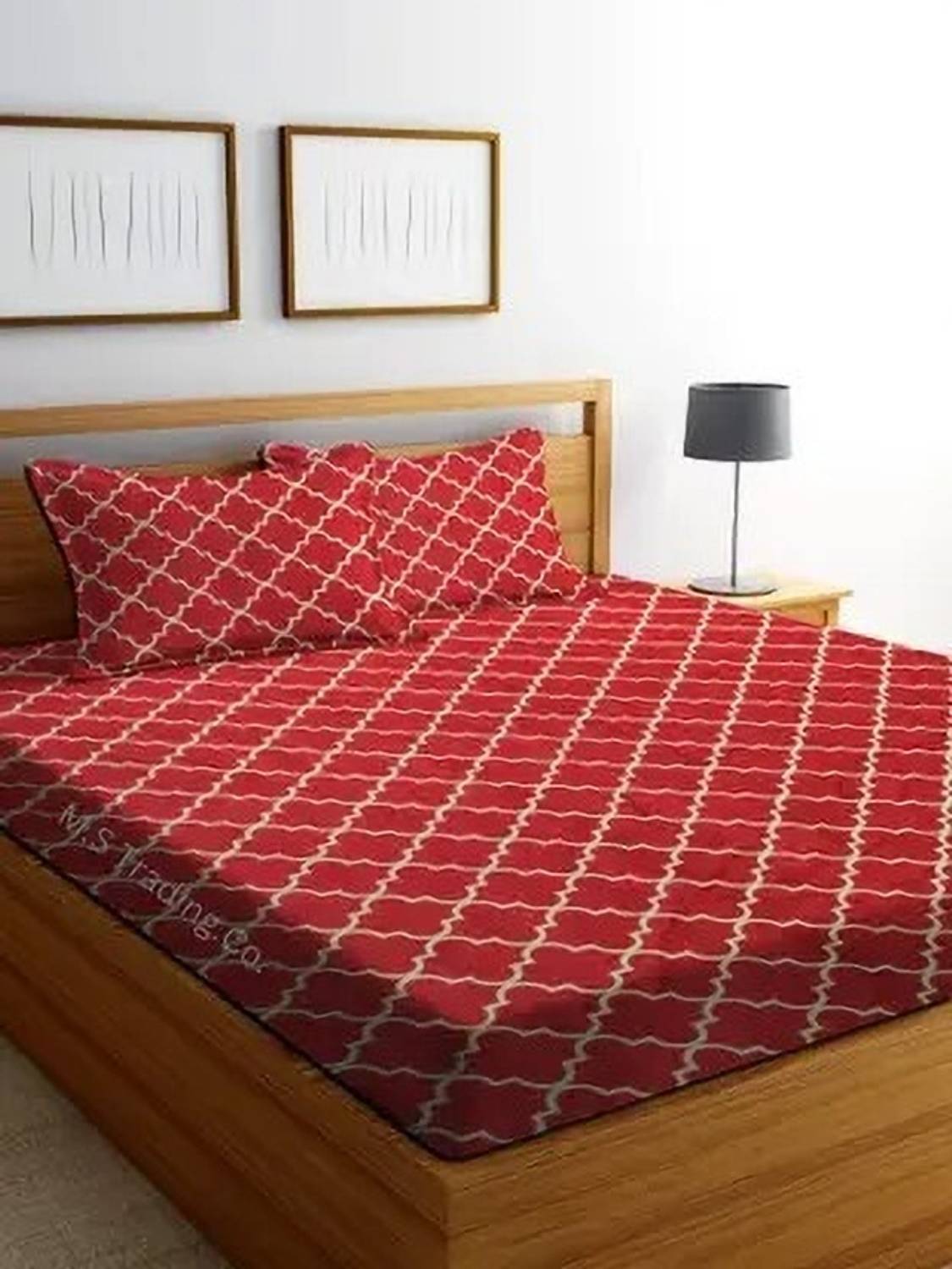 RisingStar Cotton Double Flat 160 TC Printed 1 Bedsheet with 2 Pi
