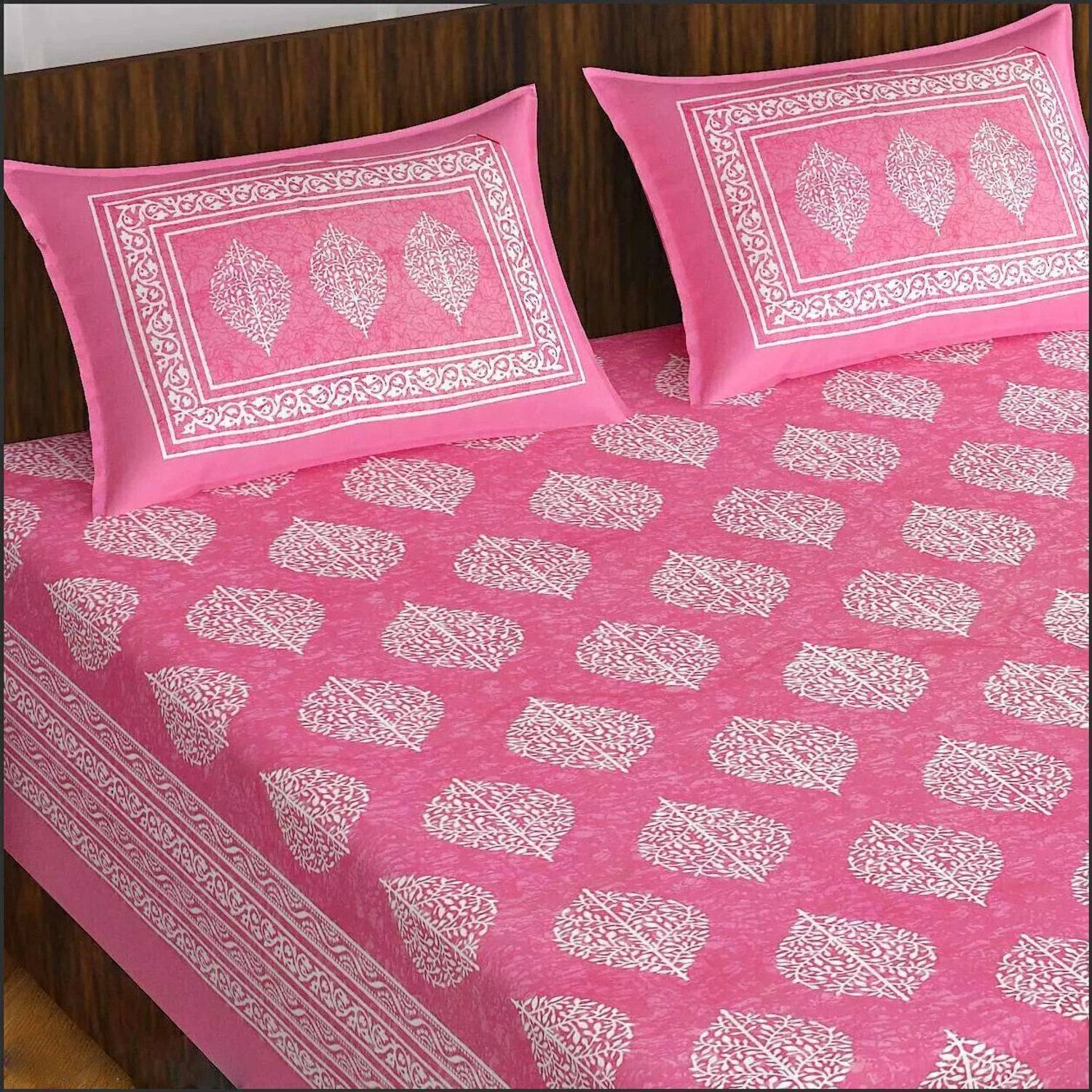 Leo Creation Cotton Double Flat 144 TC Jaipuri Prints 1 Bedsheet