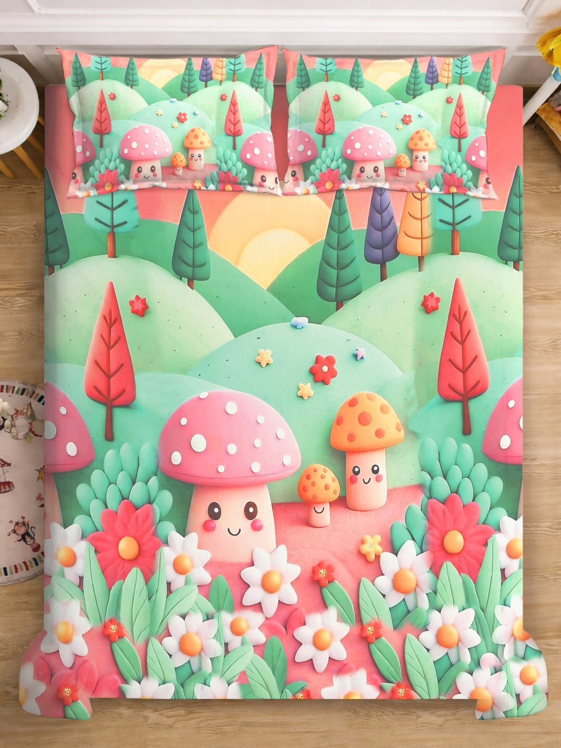 Image of Klotthe Cotton Blend King Flat 400 TC Floral 1 Bedsheet