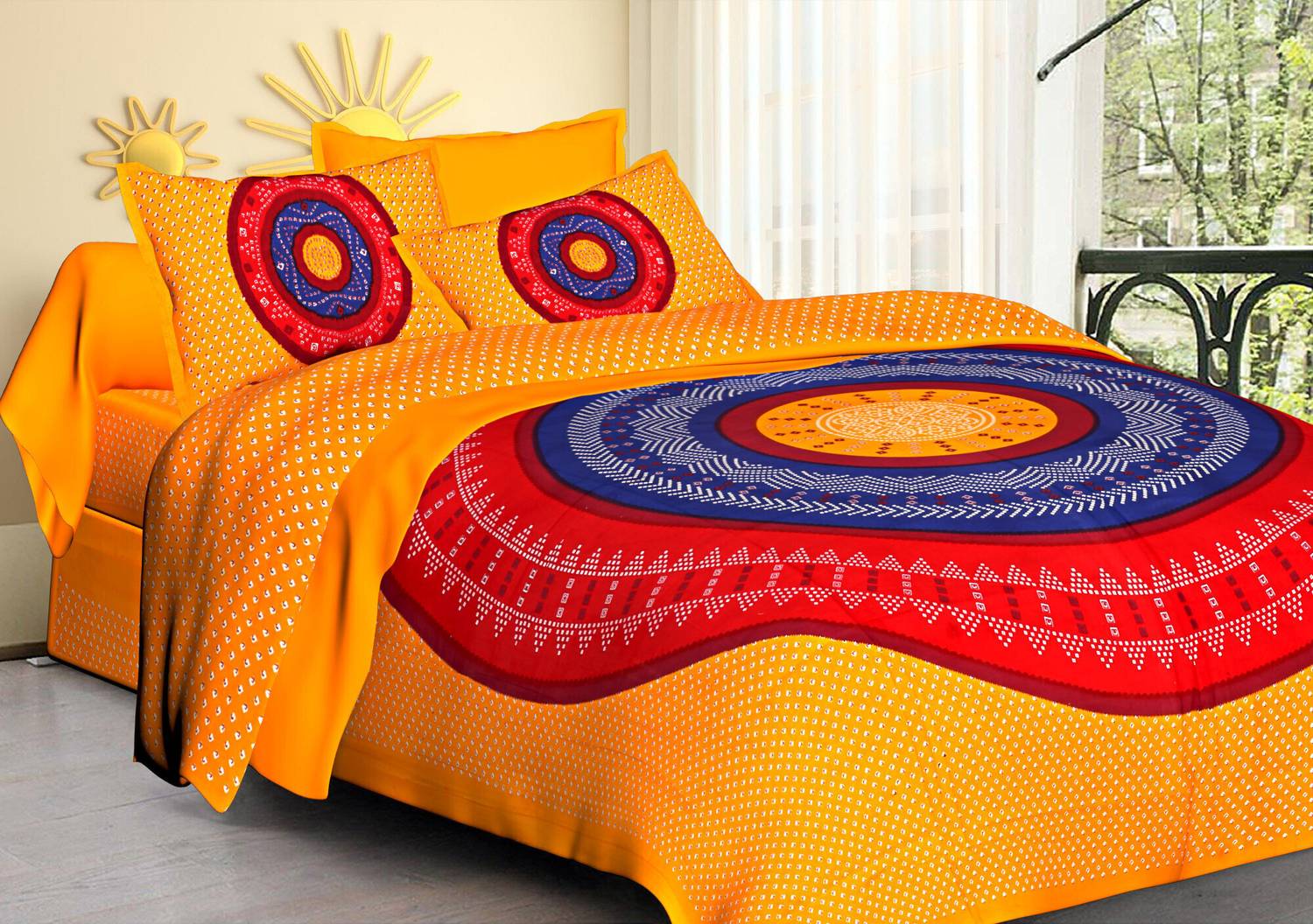DHAYAL TEXTILES Cotton Double Flat 280 TC Printed 1 Bedsheet with