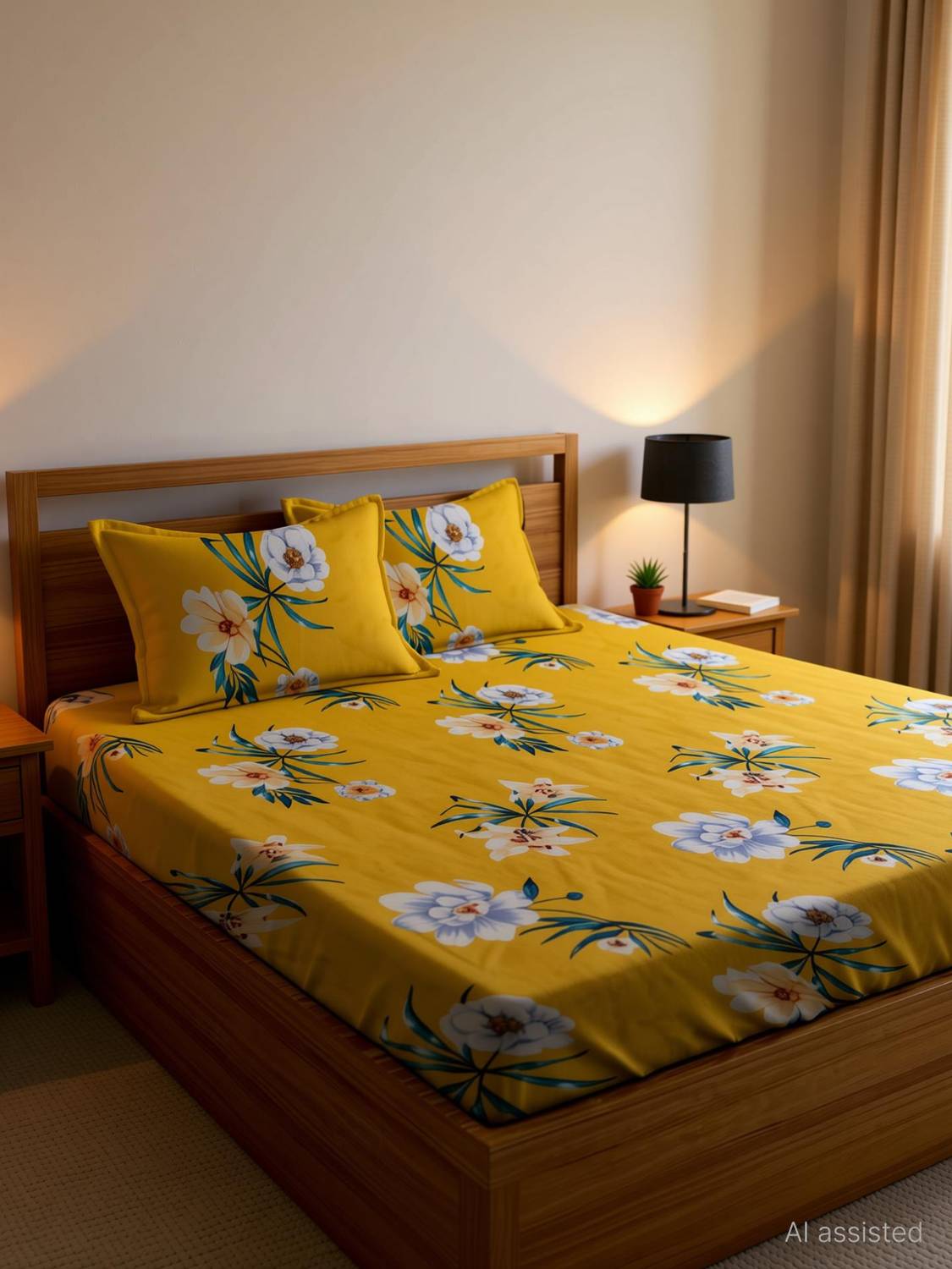 Amrange Cotton King Flat 210 TC 3D Printed 4 Bedsheets with 8 Pillow Covers