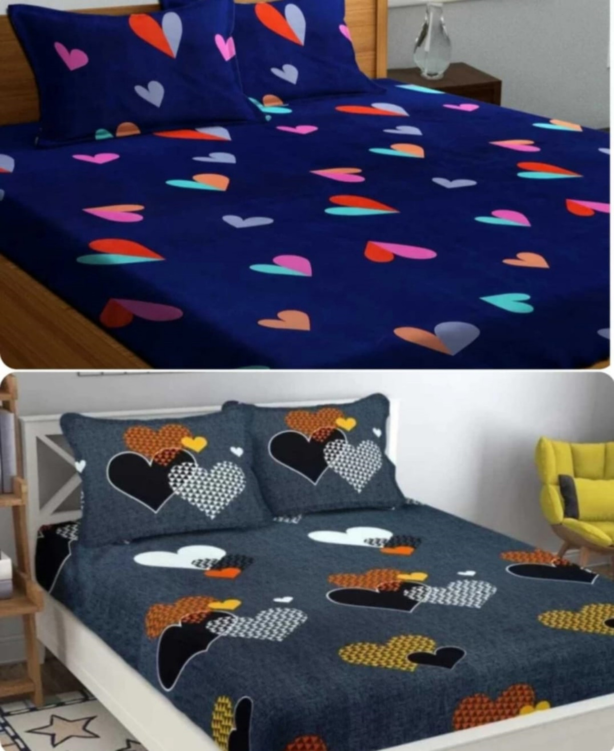 Image of FERDIOM Microfiber Double Flat 144 TC Printed 2 Bedsheets with 4 Pillow Covers