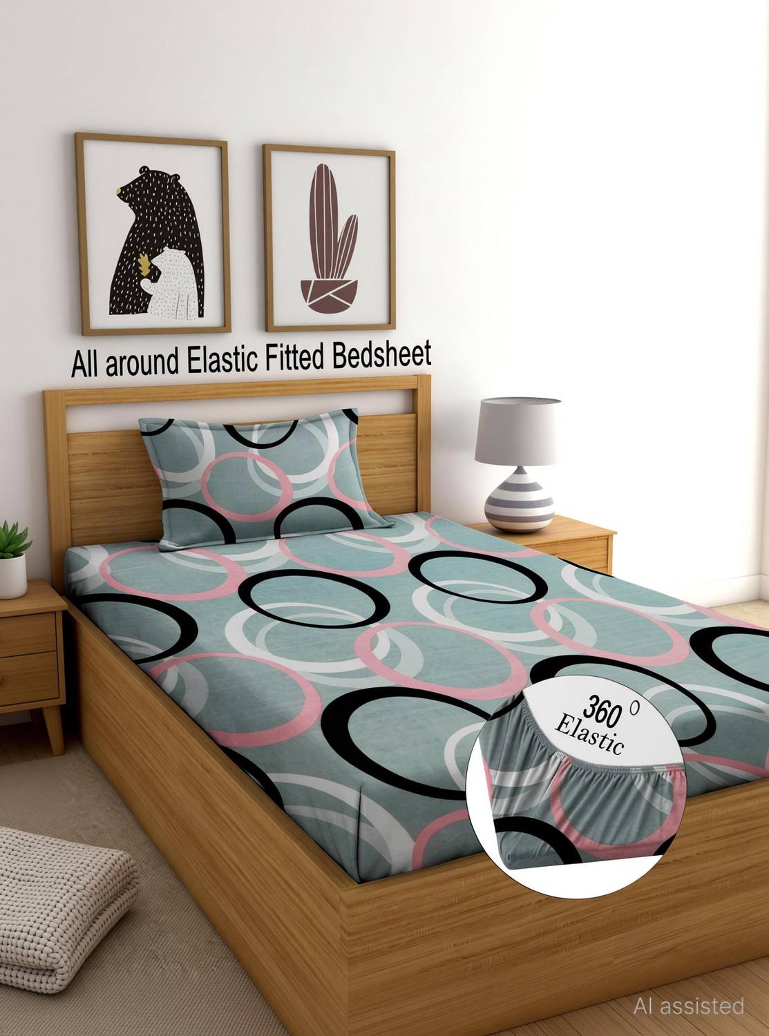 Bedress Microfiber Single Fitted (Elastic) 160 TC Printed 1 Bedsheet