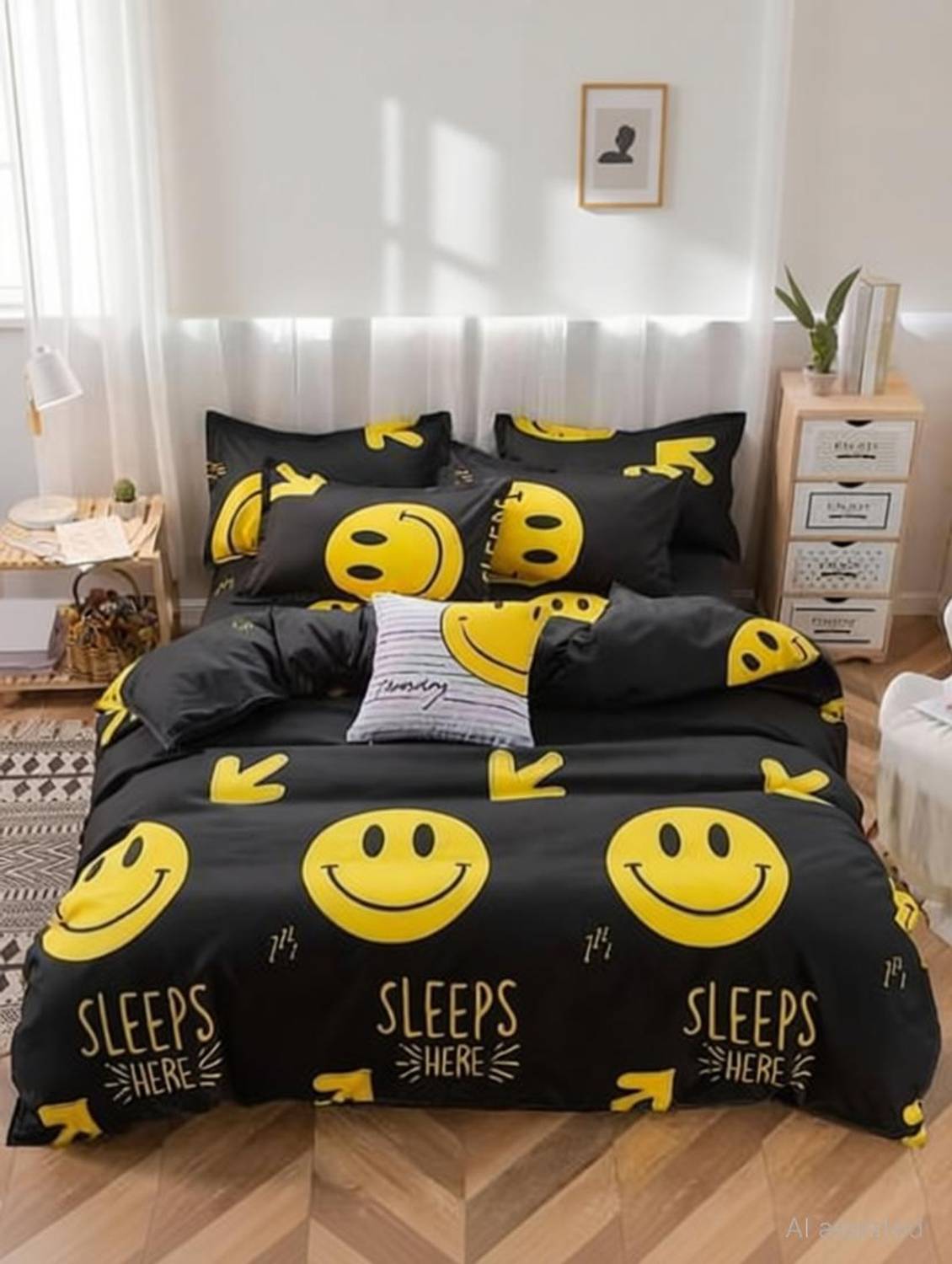 Avni polly cotton Polycotton, Microfiber, Cotton Blend Double Flat 140 TC 3D Printed 1 Bedsheet with 2 Pillow Covers