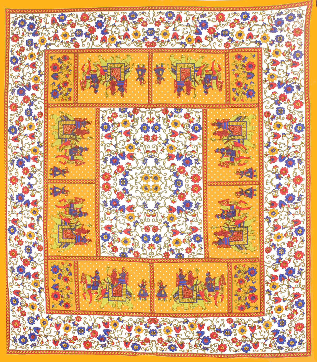 Image of Indian Royal Fashion Cotton Double Flat 144 TC Jaipuri Prints 3 Bedsheets with 2 Pillow Covers