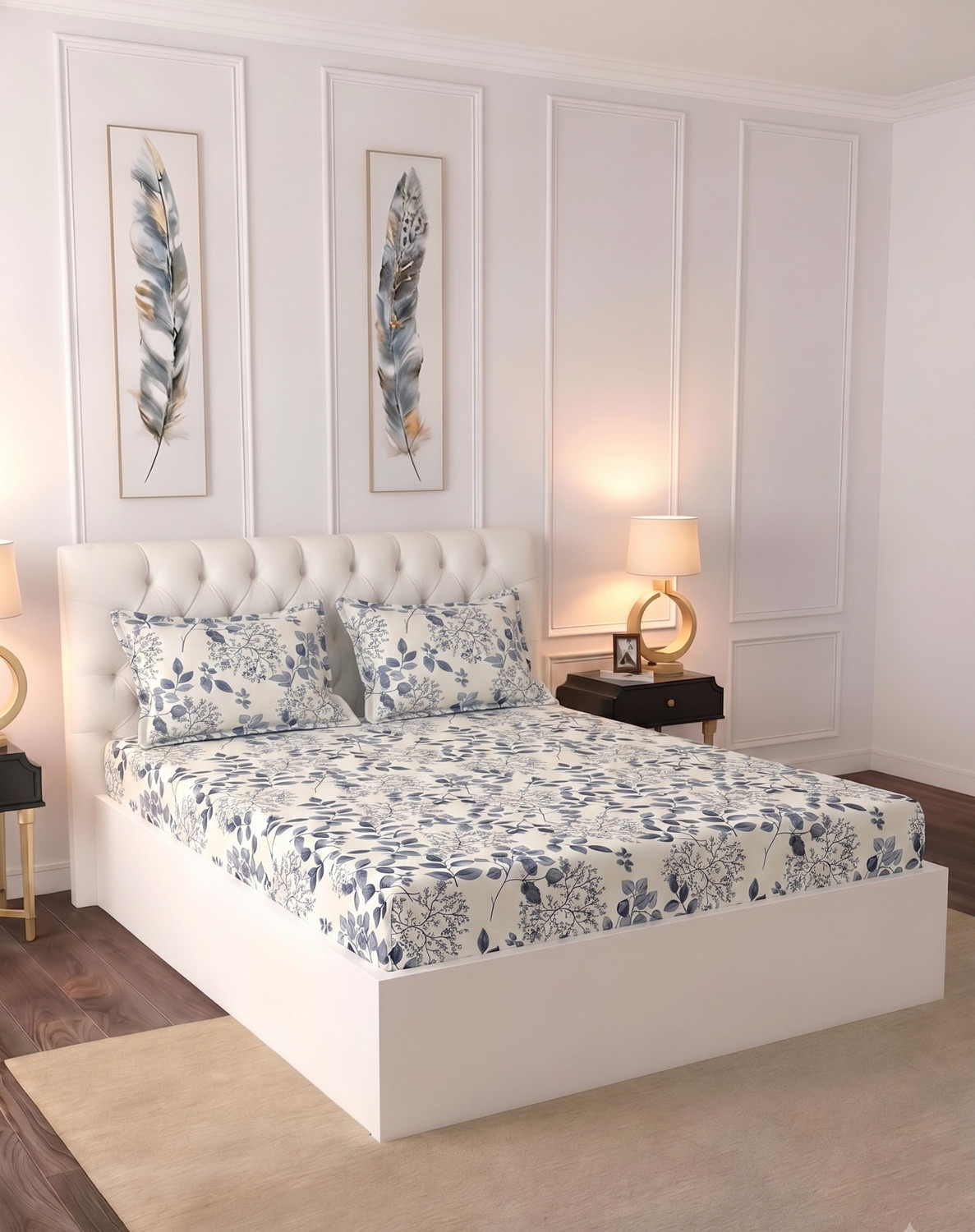 Image of Raymond Home Microfiber Double Flat 110 TC Floral 1 Bedsheet (Multicolor)