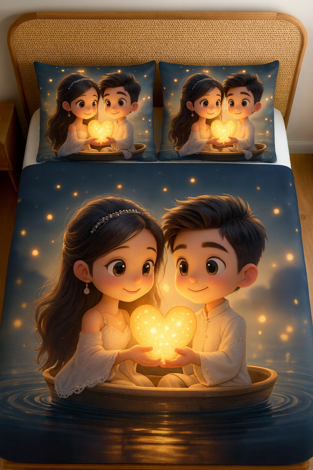 Image of HIYANSHI HOME FURNISHING Cotton King Flat 400 TC Cartoon 1 Bedsheet with 2 Pillow Covers