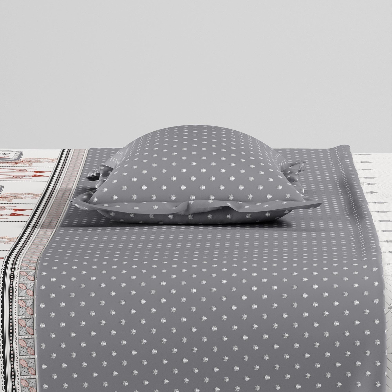Image of MYTRIDENT Cotton King Flat 144 TC Printed 1 Bedsheet with 2 Pillow Covers (Multicolor)