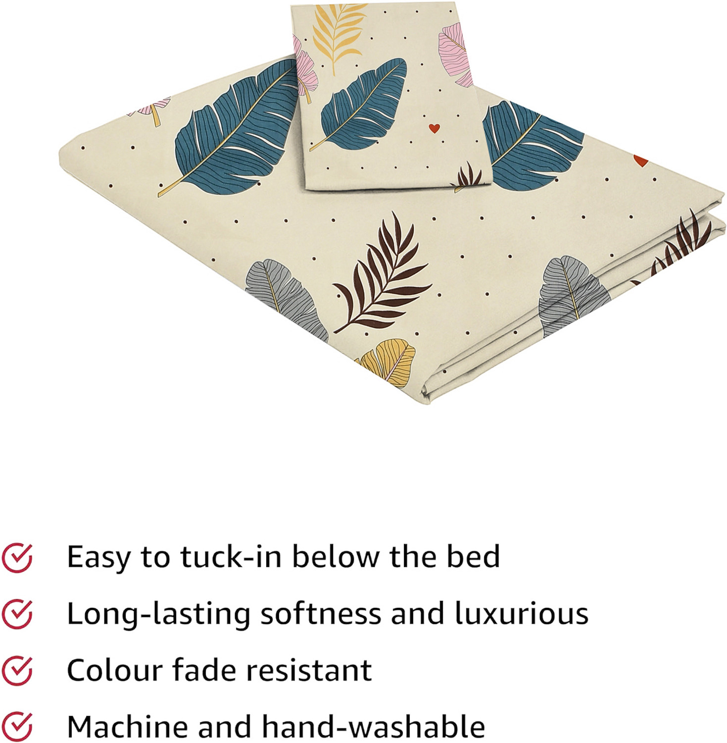 Image of Home Stylish Microfiber Single Flat 220 TC Floral 1 Bedsheet with 2 Pillow Covers