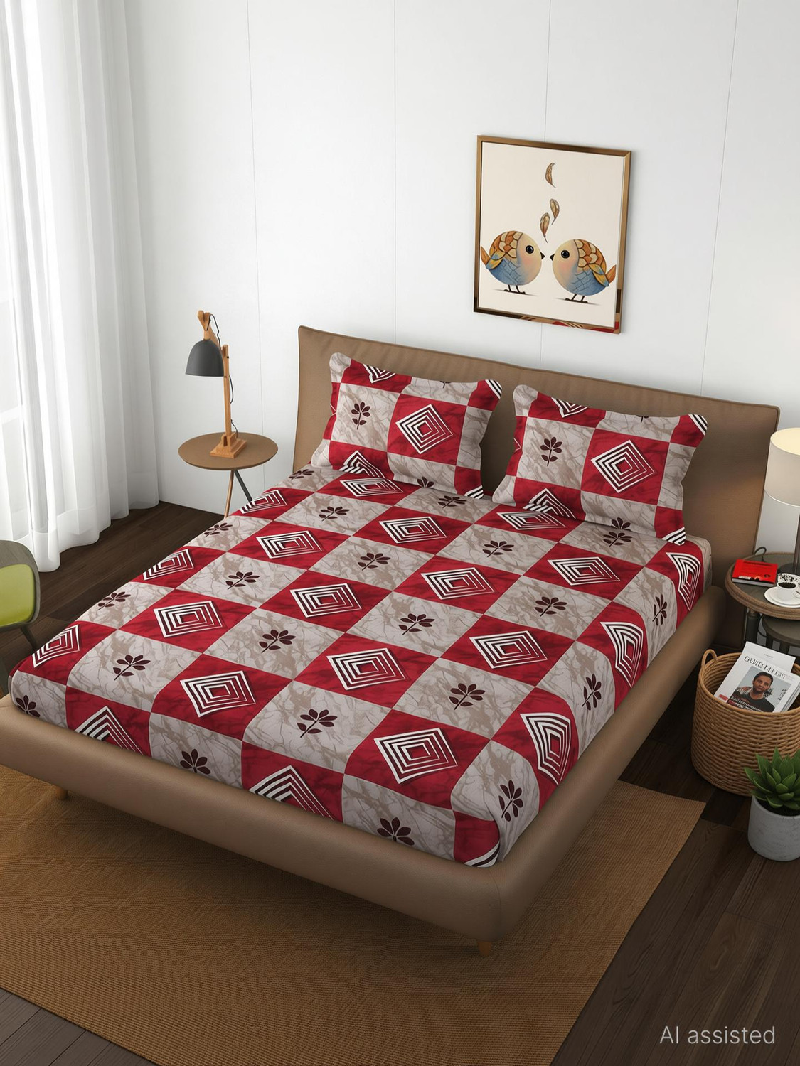 Image of SCHp Cotton Double Flat 320 TC Printed 1 Bedsheet
