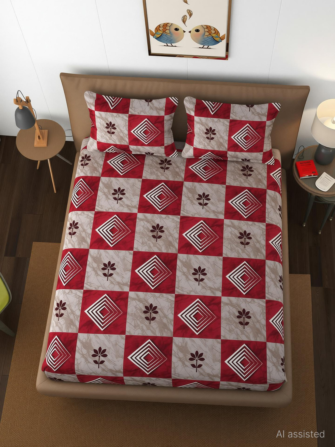 Image of SCHp Cotton Double Flat 320 TC Printed 1 Bedsheet