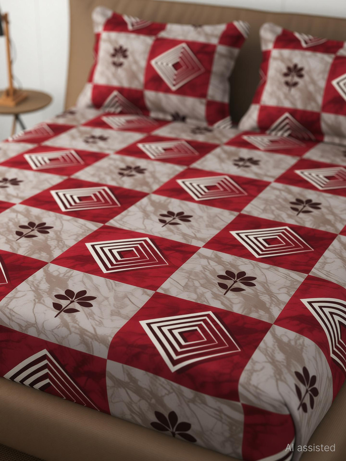 Image of SCHp Cotton Double Flat 320 TC Printed 1 Bedsheet