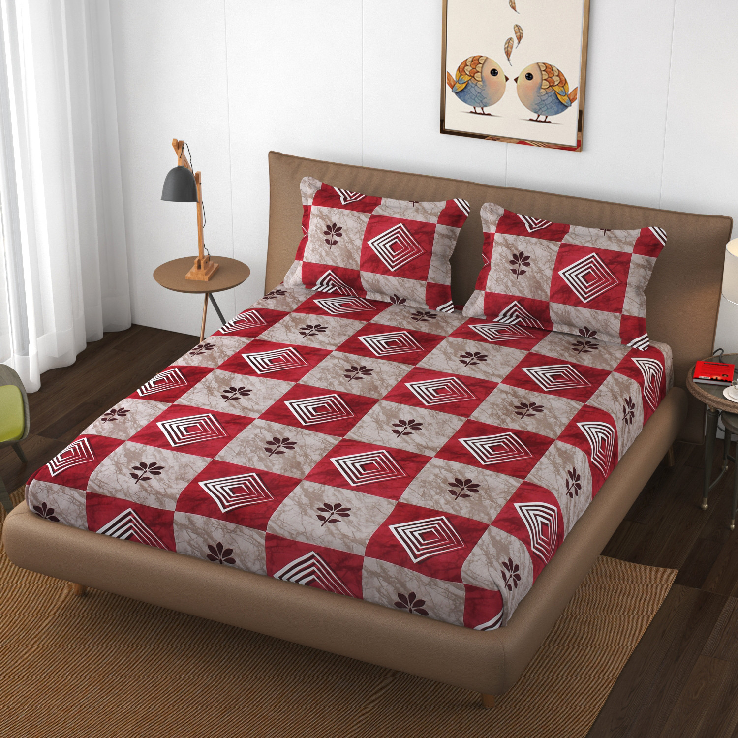 Image of SCHp Cotton Double Flat 320 TC Printed 1 Bedsheet