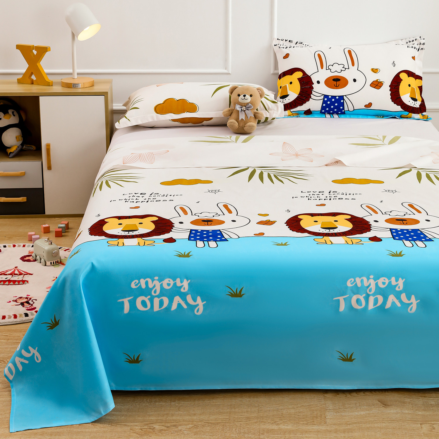 Image of Story@home Microfiber Double Flat 180 TC Printed 1 Summer Bedsheet with 2 Pillow Covers
