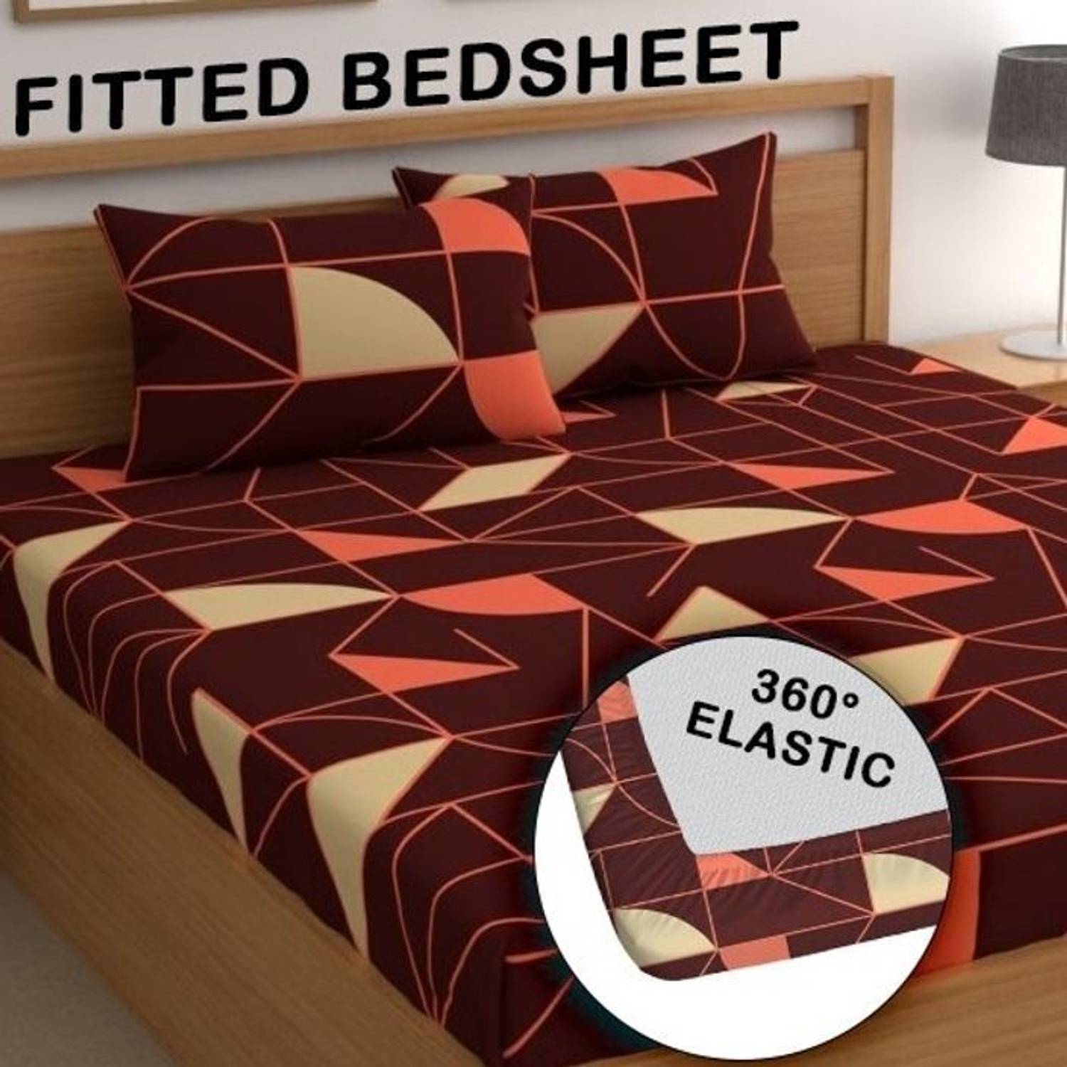 CG Homes Cotton Double Fitted (Elastic) 180 TC Printed 1 Bedsheet