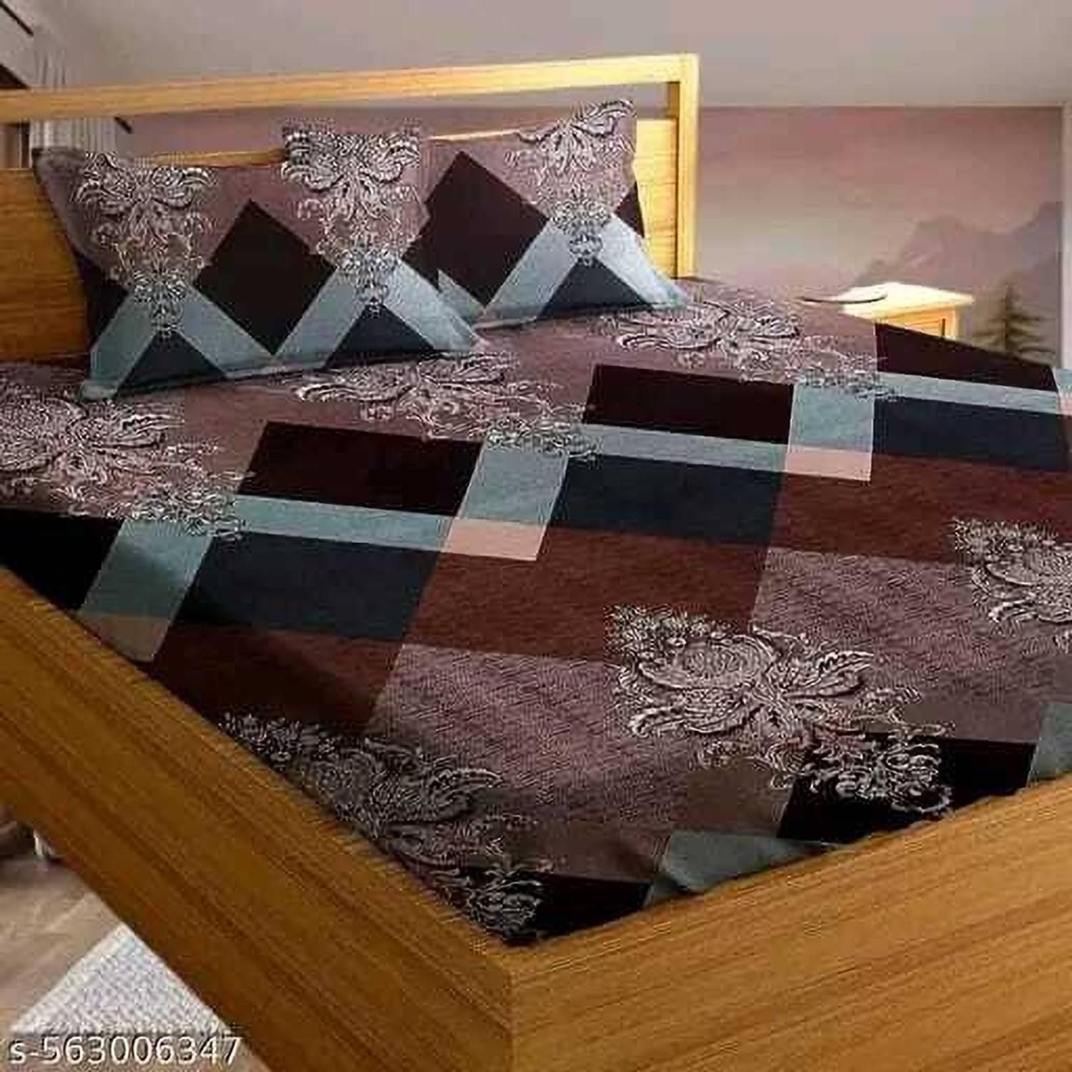 Bedsheat hub Cotton Double Fitted (Elastic) 320 TC Floral 1 Bedsheet