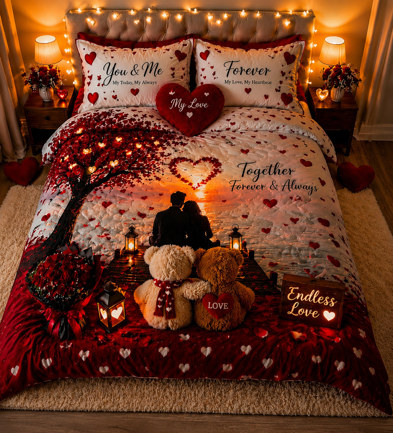Image of Adidev Cotton Double, King Flat 400 TC Animal 1 Summer Bedsheet with 2 Pillow Covers, 2 Cushion Covers