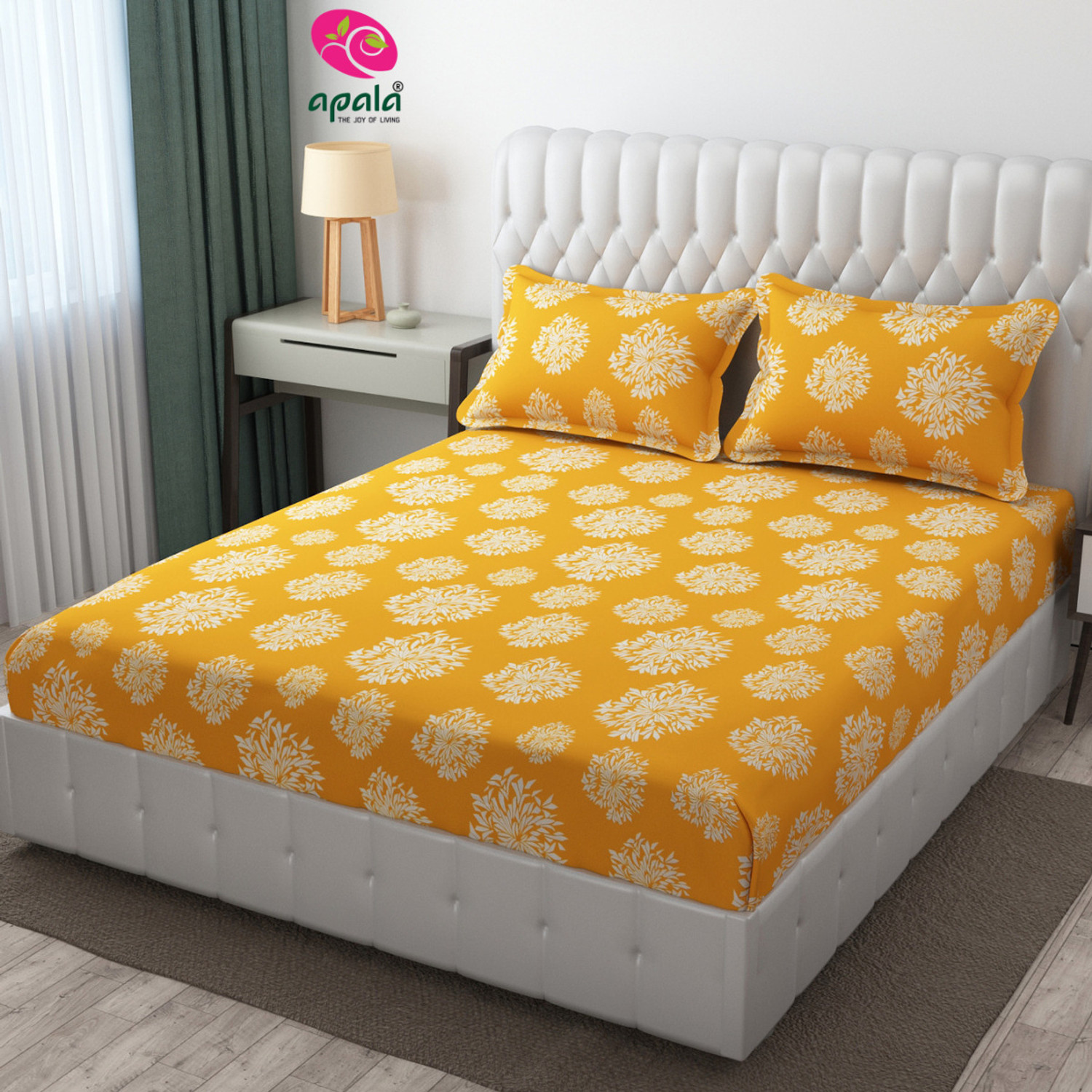 Image of Apala Microfiber King Flat 280 TC Polka 1 Bedsheet with 2 Pillow Covers