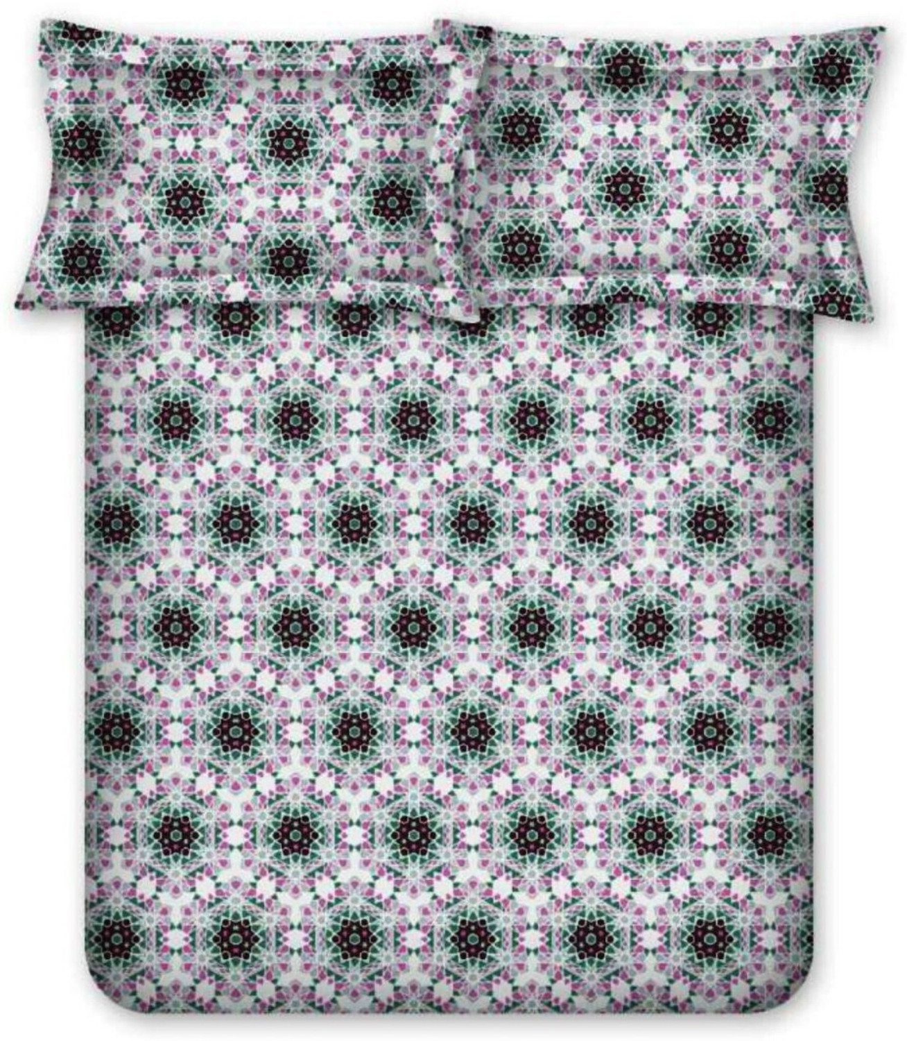 Image of Bombay Dyeing Cotton Double Flat 120 TC Floral 1 Bedsheet with 2 Pillow Covers (Blue & Green)