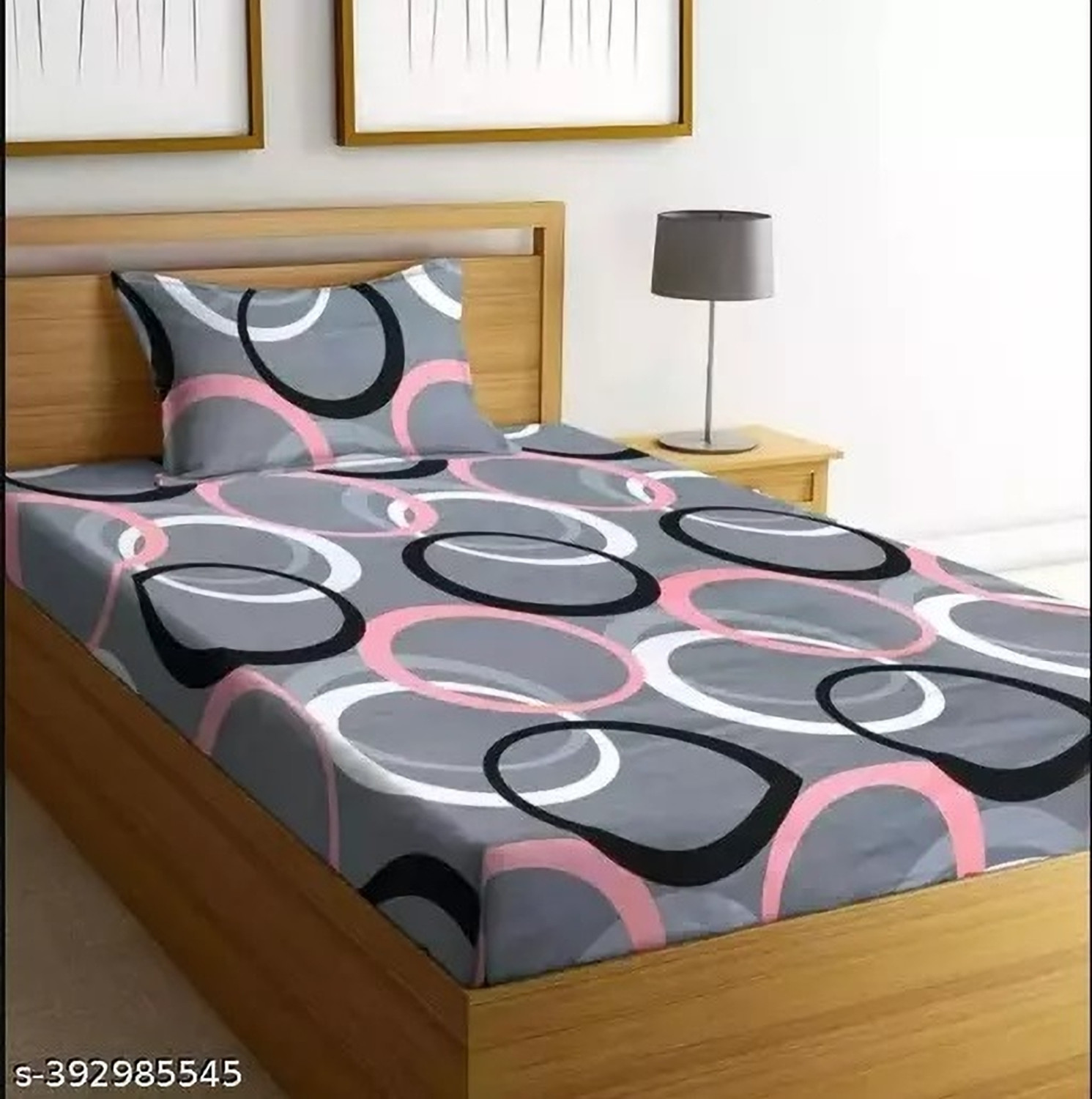 Image of Yogini Microfiber Single Fitted (Elastic) 240 TC Checkered 1 Bedsheet with 2 Pillow Covers