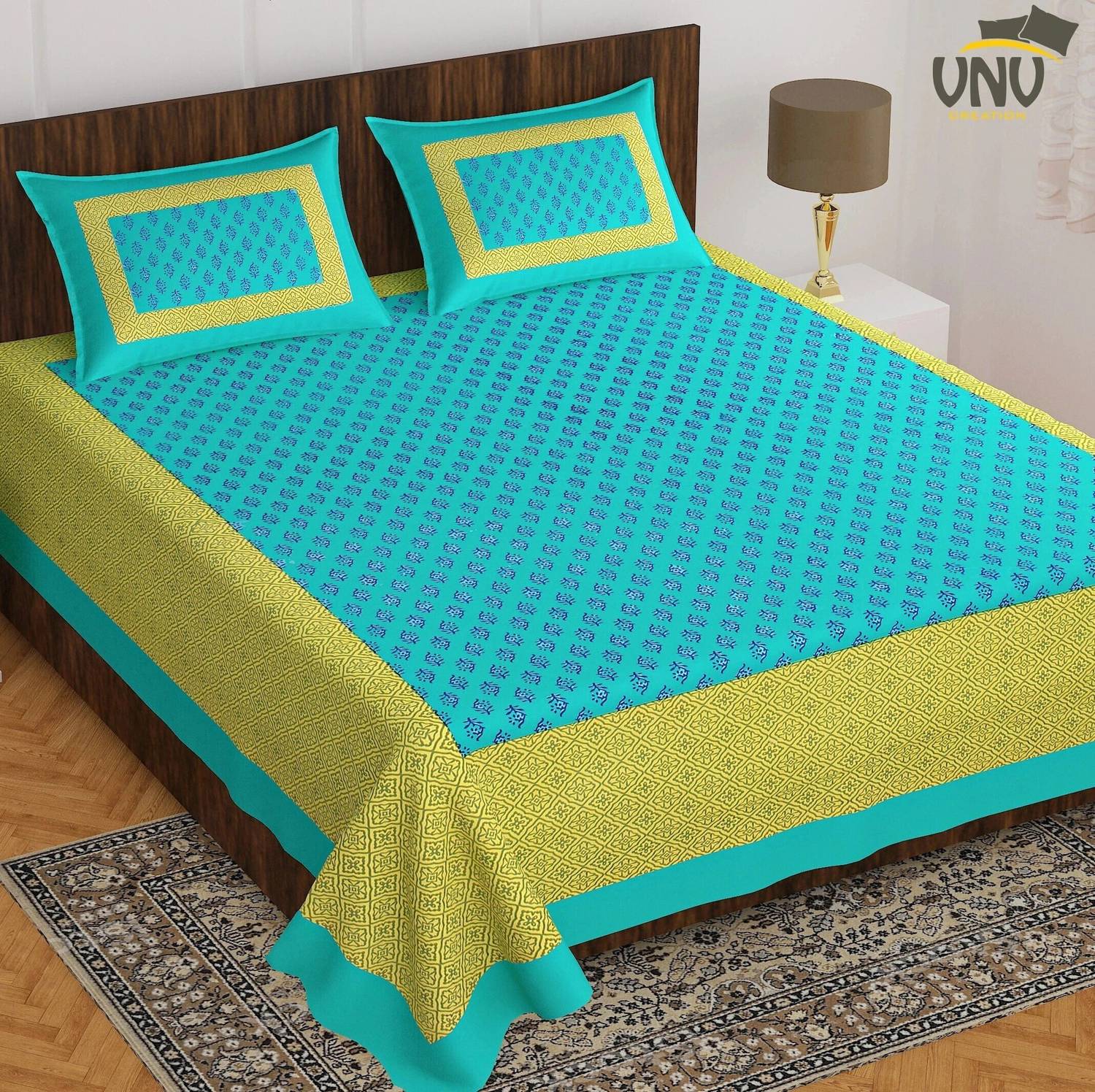 VNV Creation Cotton Queen Flat 144 TC Jaipuri Prints 1 Bedsheet w