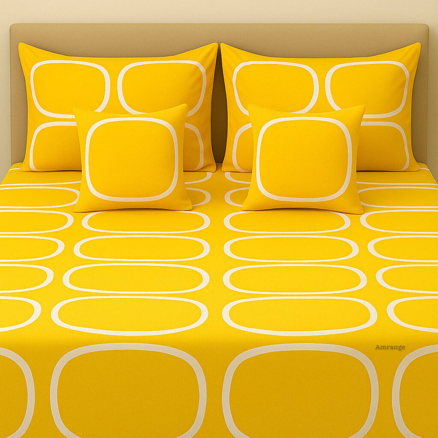Amrange Cotton Double Flat 190 TC Checkered 1 Bedsheet with 2 Pil