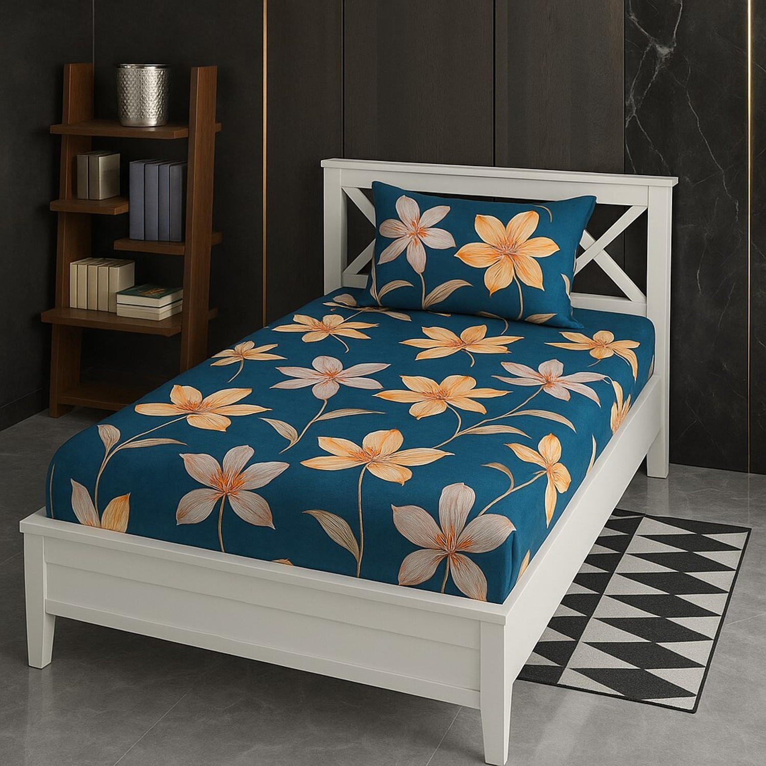 Image of Shivi Creation Cotton Single Flat 170 TC Printed 1 Bedsheet with 2 Pillow Covers