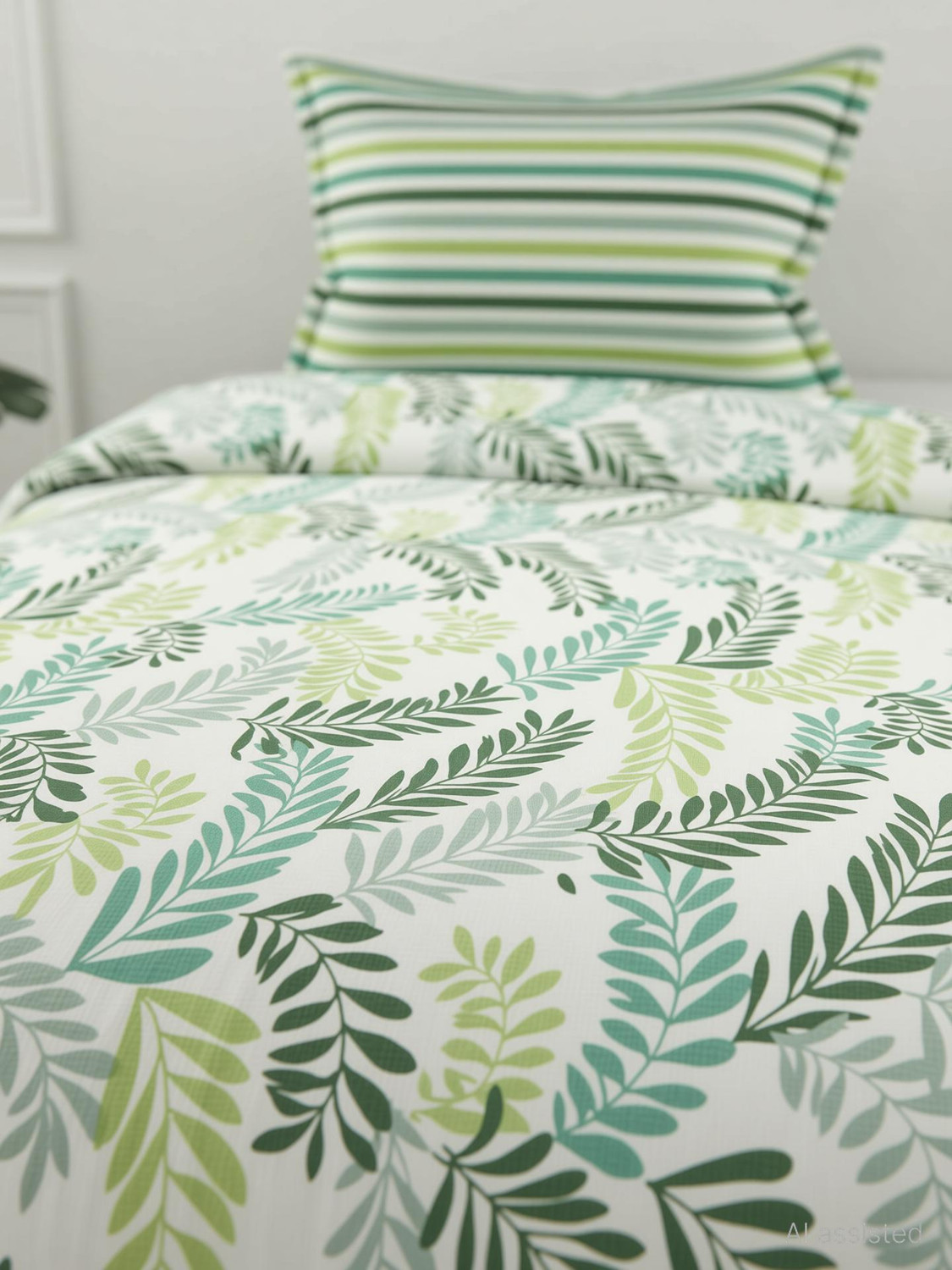 Image of LORETO Cotton Single Flat 144 TC Floral 1 Bedsheet with 2 Pillow Covers