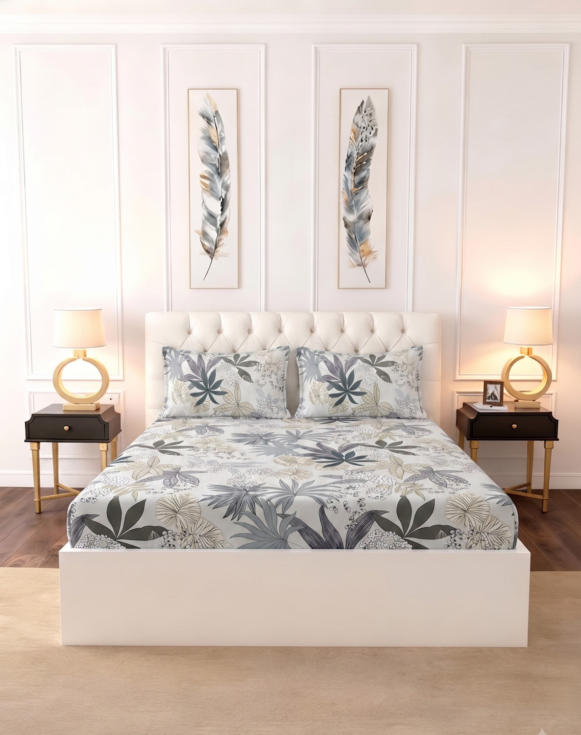 Image of Raymond Home Microfiber Double Flat 110 TC Floral 1 Bedsheet
