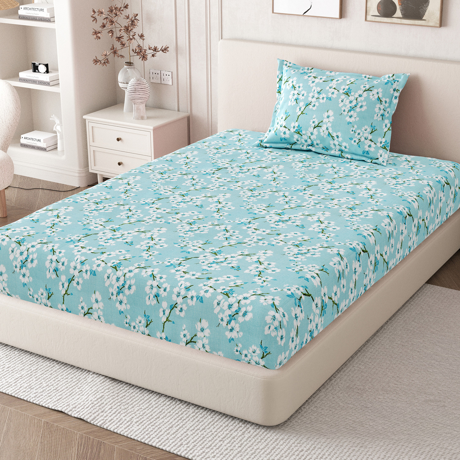 Image of Homeful Style Microfiber Single Flat 160 TC Printed 1 Summer Bedsheet
