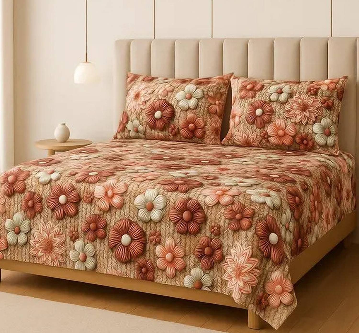 Decent Home Cotton Double Flat 240 TC Floral 1 Bedsheet with 2 Pi