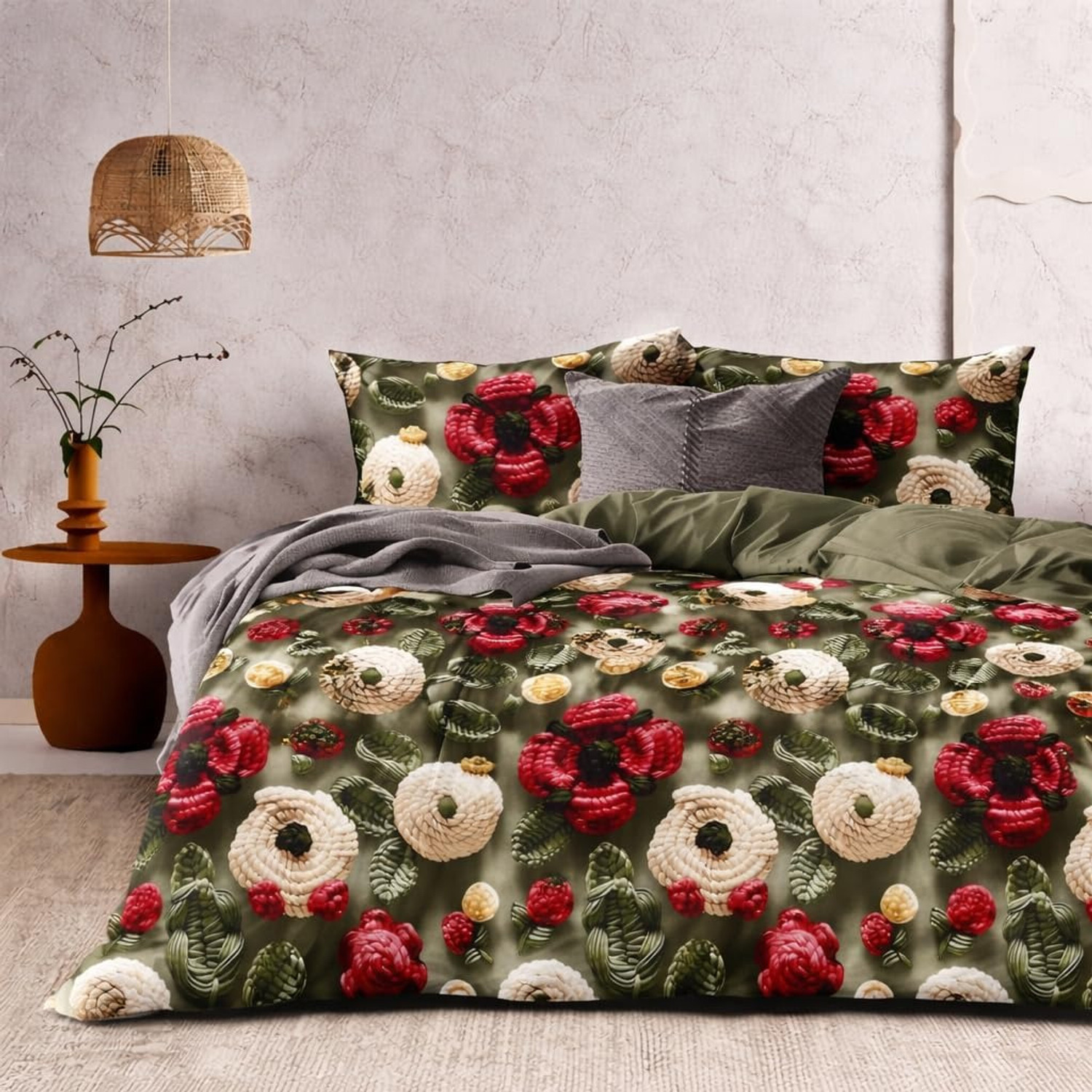 Image of Dokarn Cotton Double Fitted (Elastic) 300 TC Striped 1 AC Bedsheet with 2 Pillow Covers