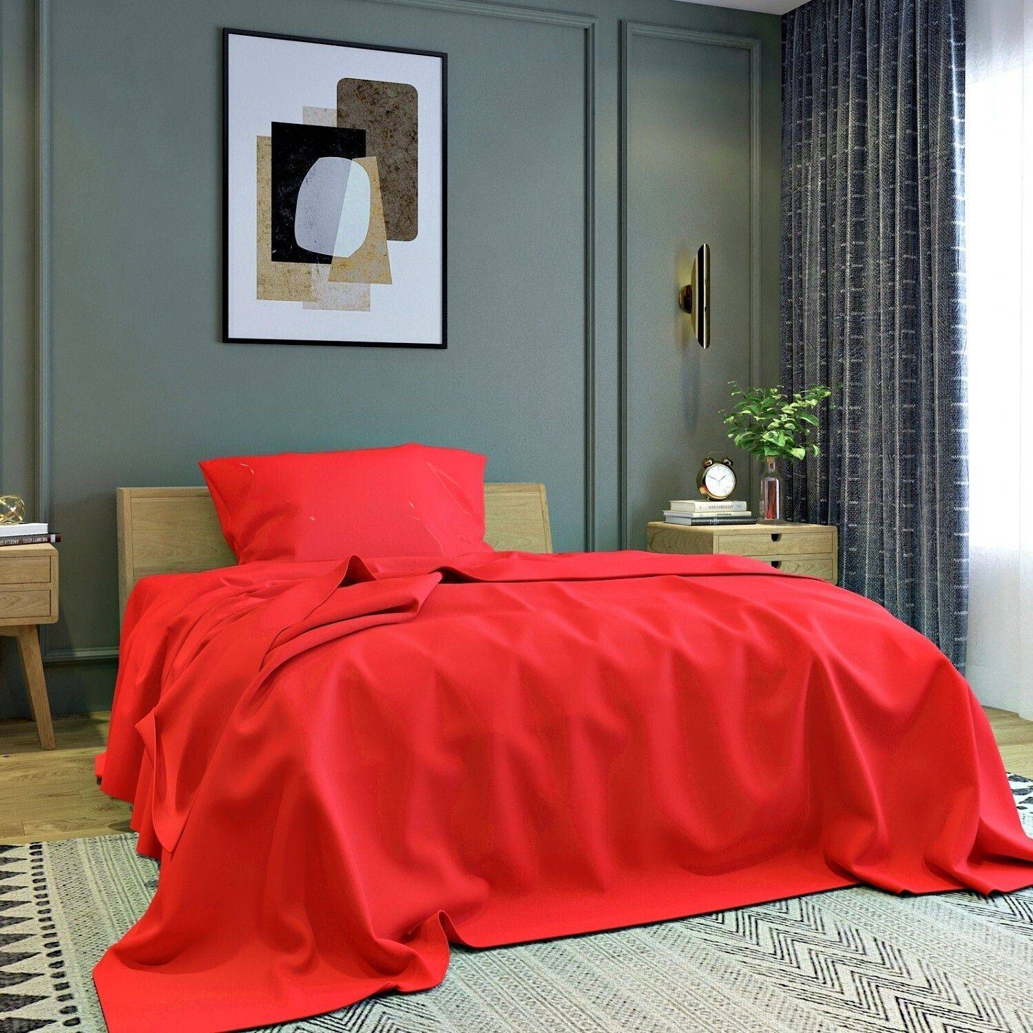 BELVOSTUM Microfiber Single Flat 280 TC Solid 1 Bedsheet with 2 Pillow Covers