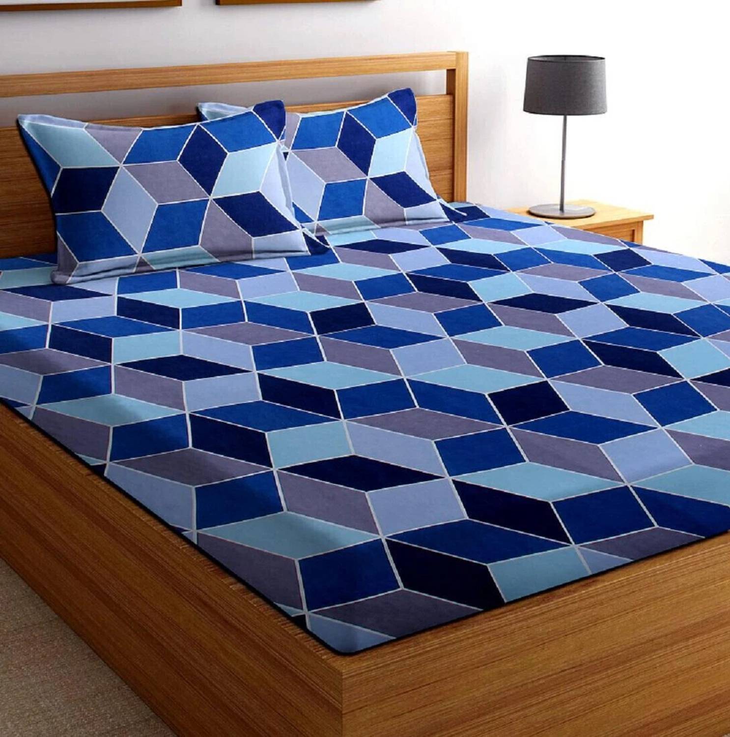 VAS COLLECTIONS Cotton King Flat 160 TC Printed 1 Bedsheet with 2
