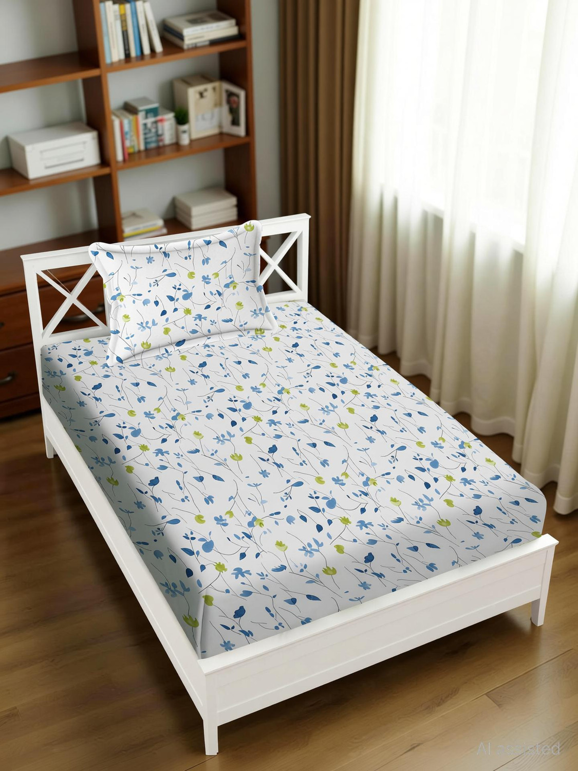 Image of Home Stylish Cotton Single Flat 280 TC Floral 1 Bedsheet