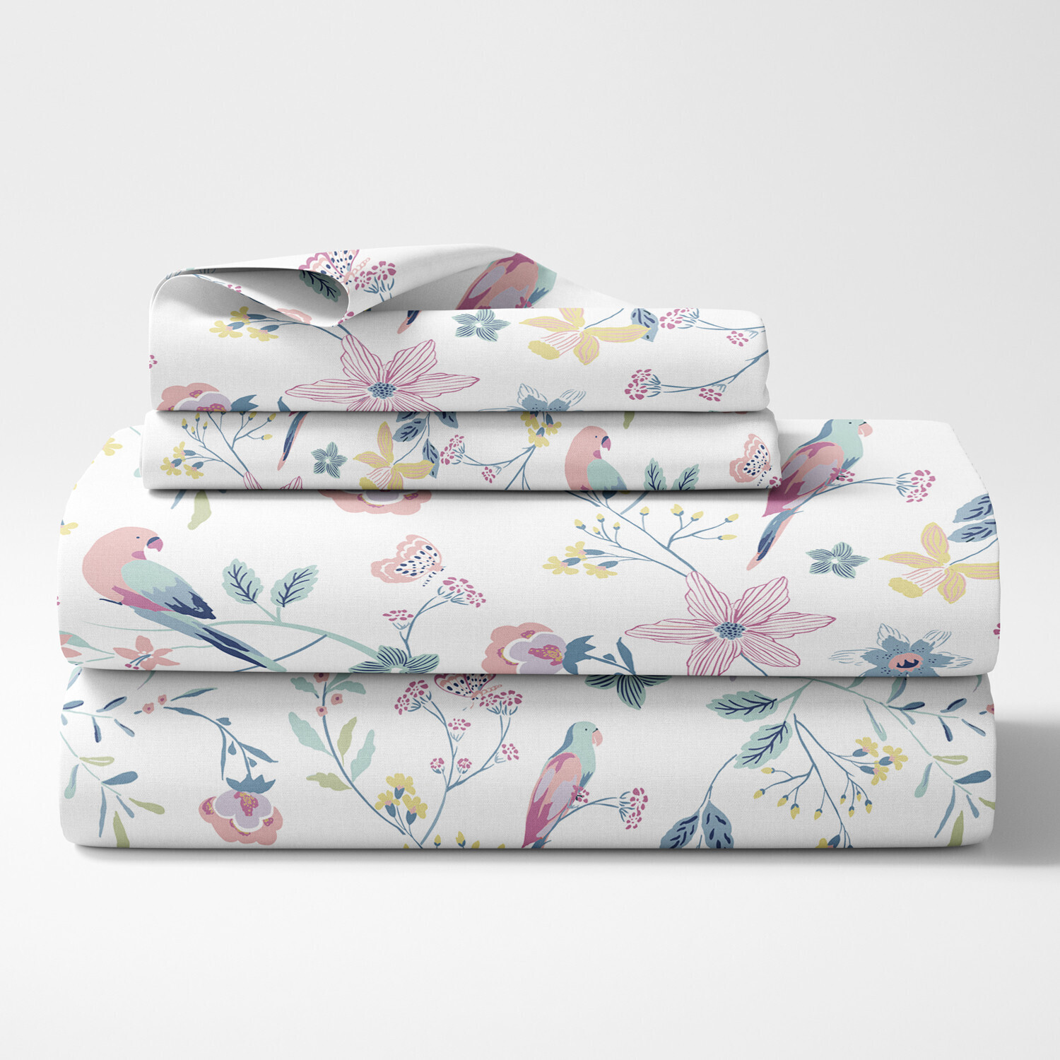 Image of haus & kinder Cotton Double Fitted (Elastic) 186 TC Printed 1 Bedsheet with 2 Pillow Covers