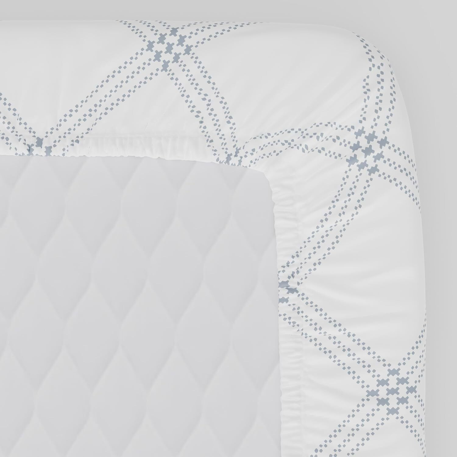 Image of Huesland Cotton Single Fitted (Elastic) 210 TC Geometric 1 Bedsheet with 2 Pillow Covers
