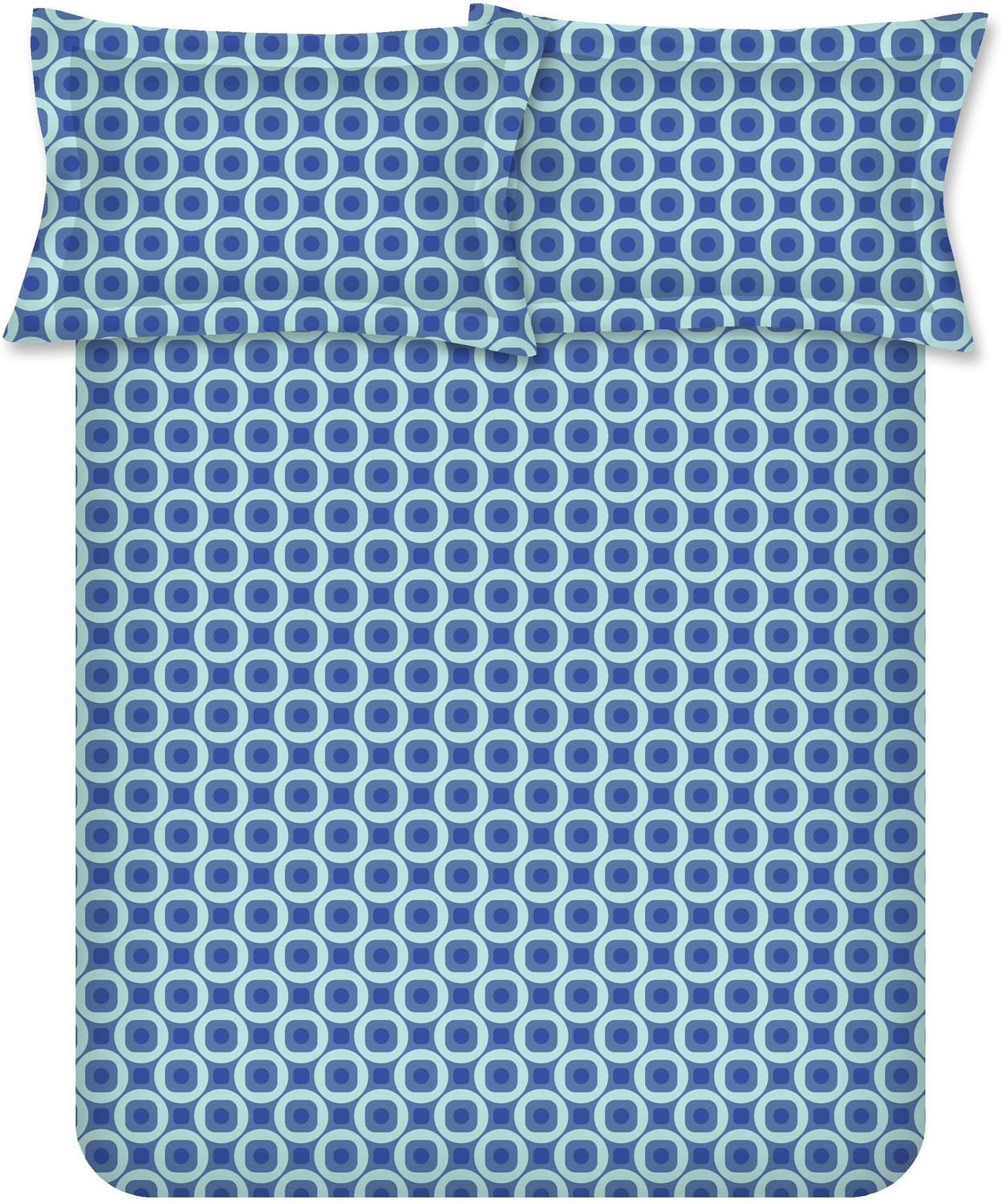 Image of Raymond Home Cotton Double Fitted (Elastic) 104 TC Printed 1 Bedsheet (Blue)