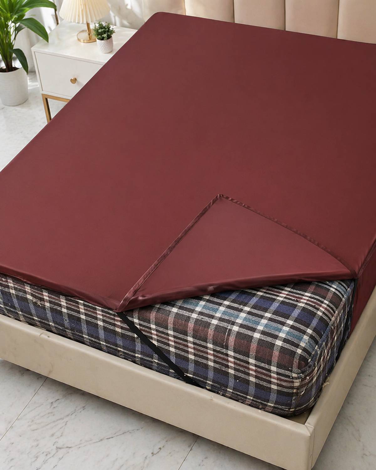 AMMEV PVC Double Flat 120 TC Solid 1 Bedsheet