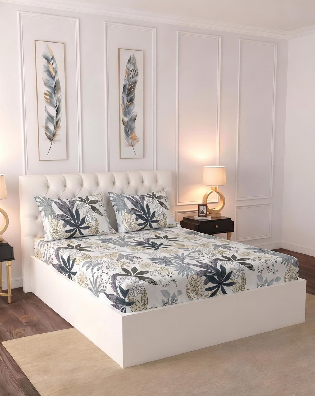 Image of Raymond Home Microfiber Double Flat 110 TC Floral 1 Bedsheet