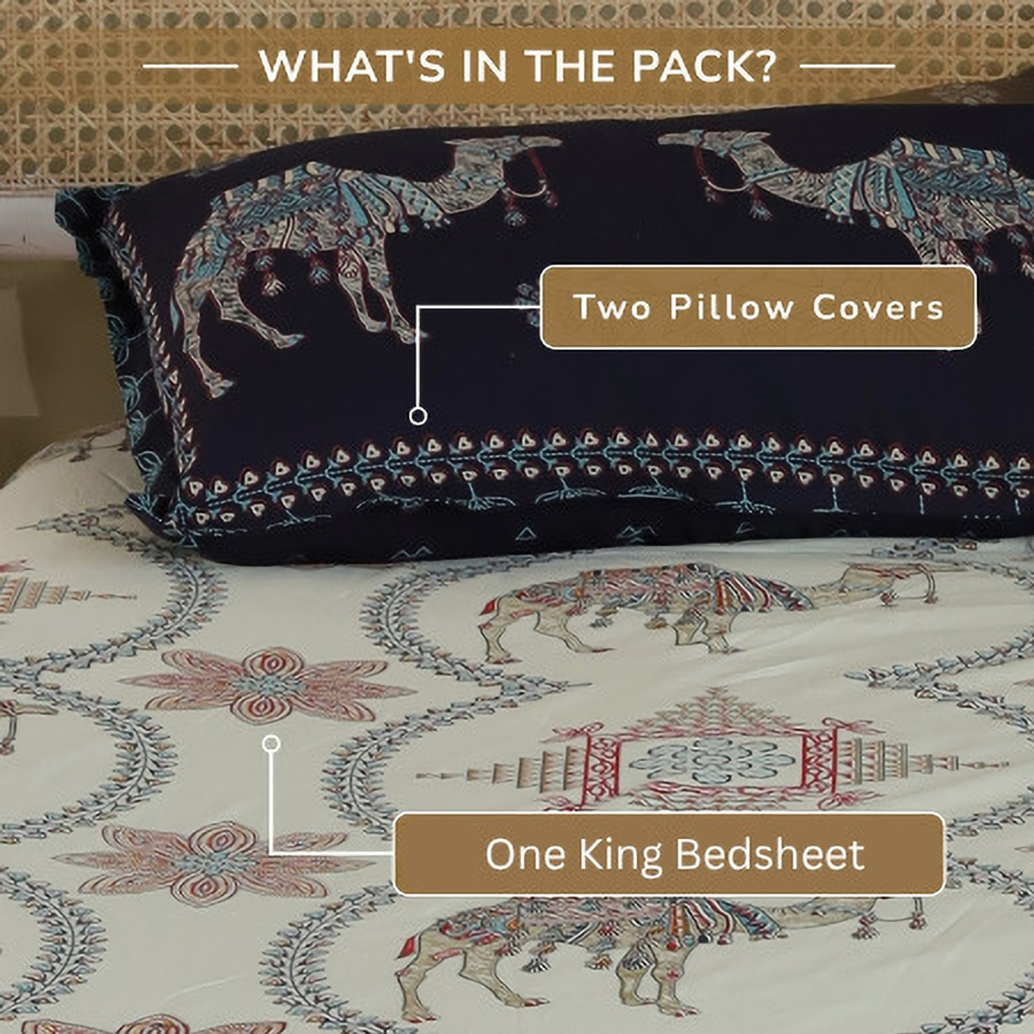 Image of Homeful Style Cotton King Flat 120 TC Printed 1 Summer Bedsheet with 2 Pillow Covers