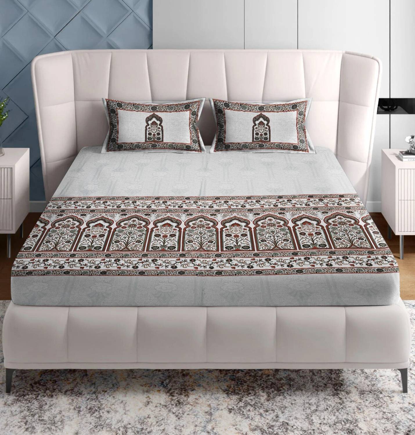 Flipkart SmartBuy Cotton King Flat 280 TC Printed 1 Summer Bedshe