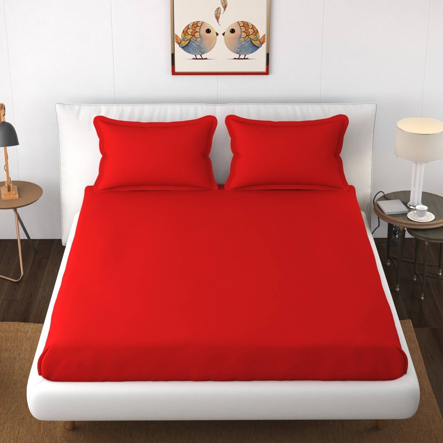 BELVOSTUM Microfiber Double Flat 180 TC Solid 1 Bedsheet with 2 P